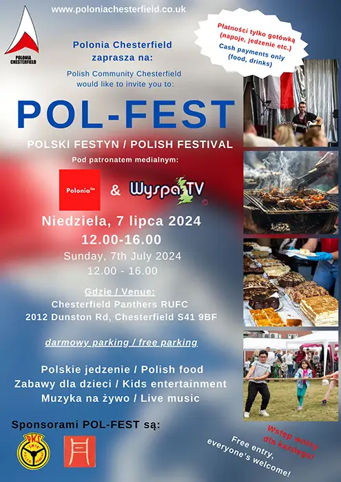 Pol-Fest Polski Festyn 7 lipca 2024 | 12:00 | Stadion rugby Chesterfield Panthers R U F C