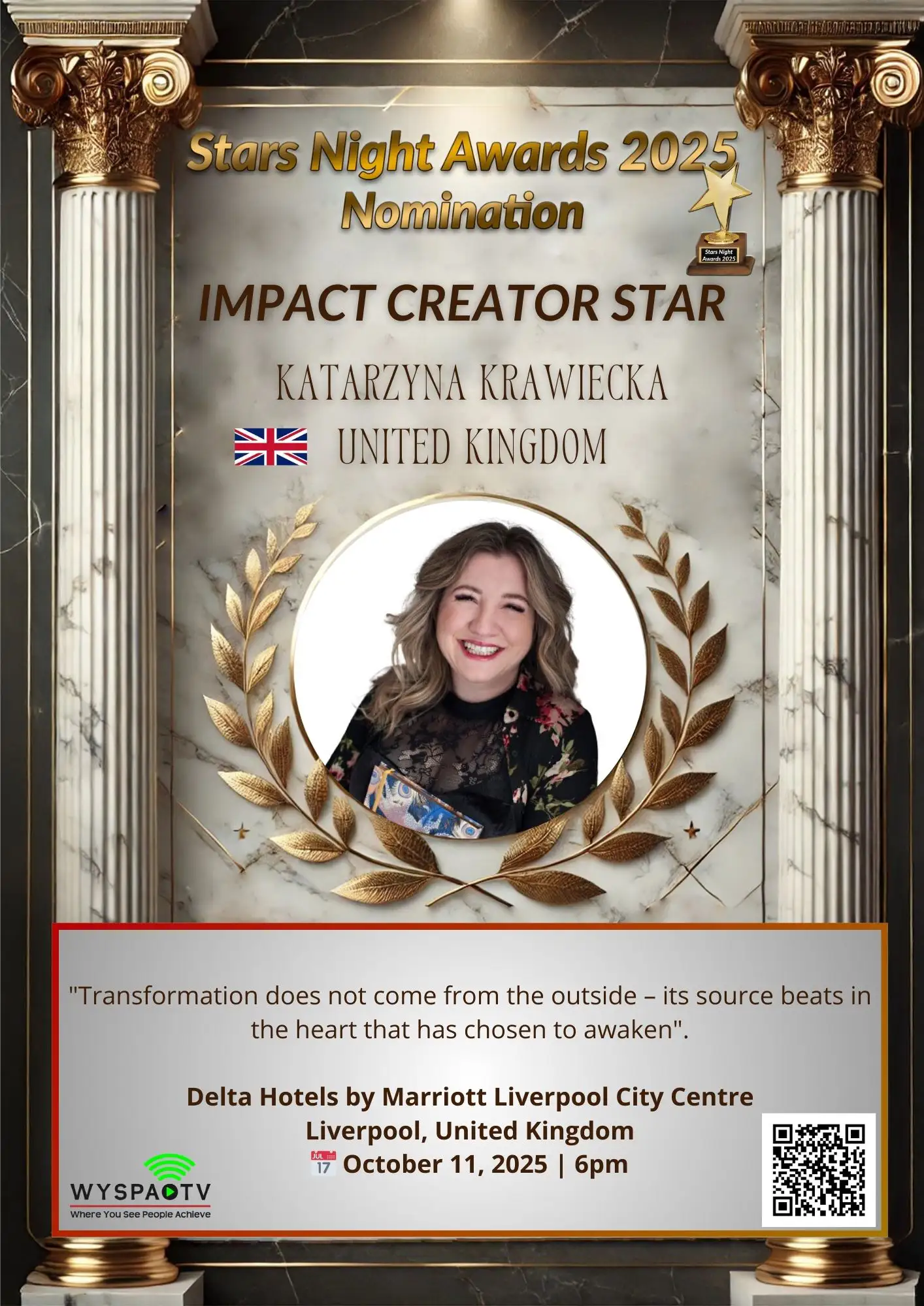 Katarzyna Krawiecka |  NOMINACJA W KATEGORII: "IMPACT CREATOR STAR" | Stars Night Awards 2025