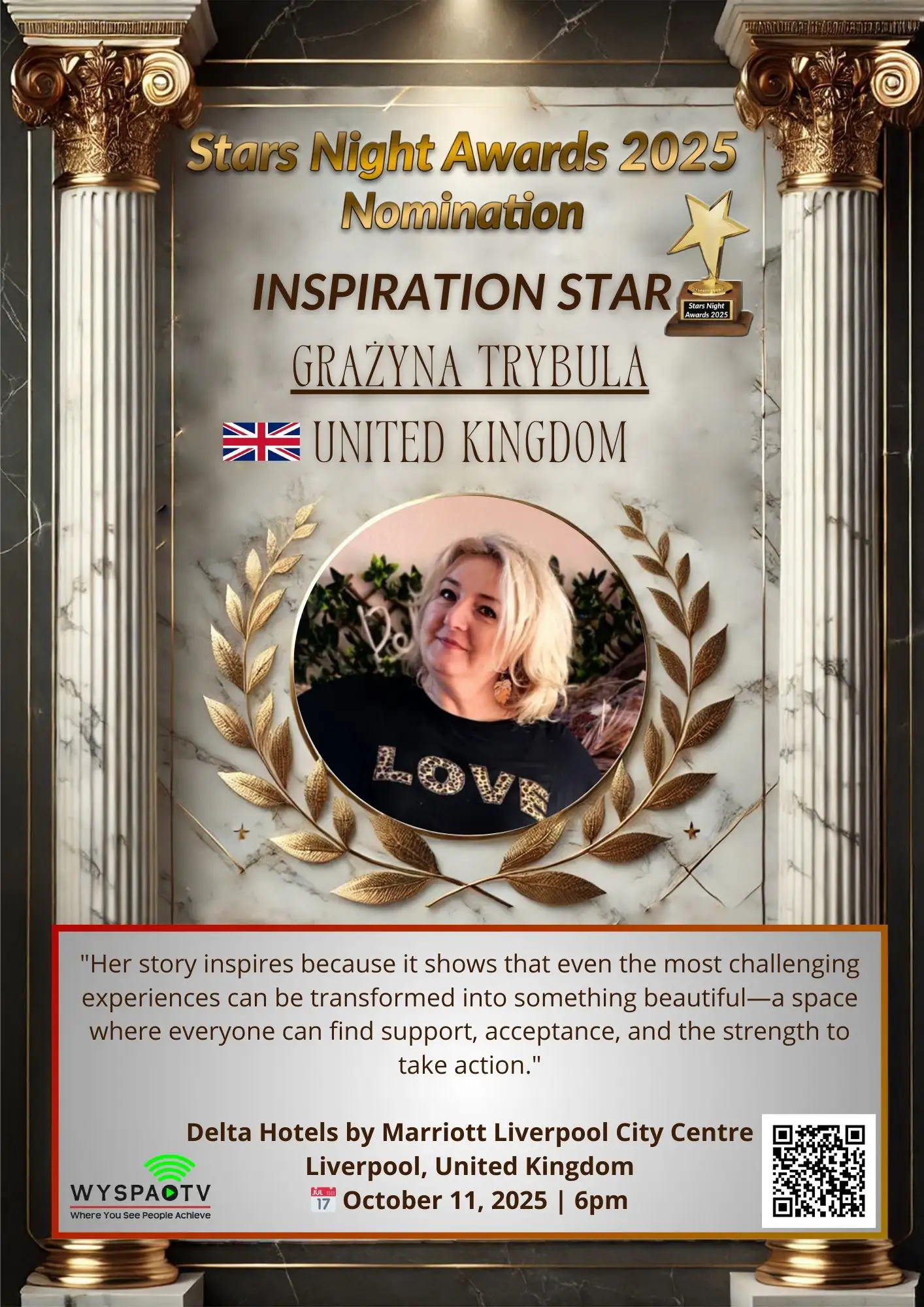 Grazyna Trybula | NOMINACJA W KATEGORII: "INSPIRATION STAR" | Stars Night Awards 2025